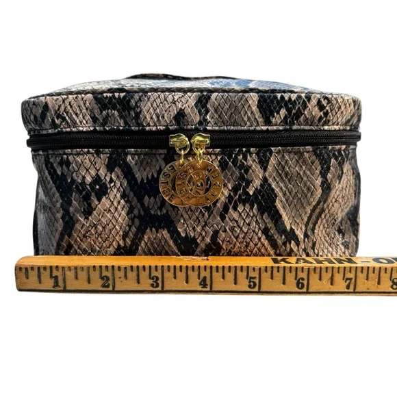 ESTEE LAUDER Faux Snake Skin Leather Train Vanity Travel Cosmetic Makeup Bag - Picture 5 of 8